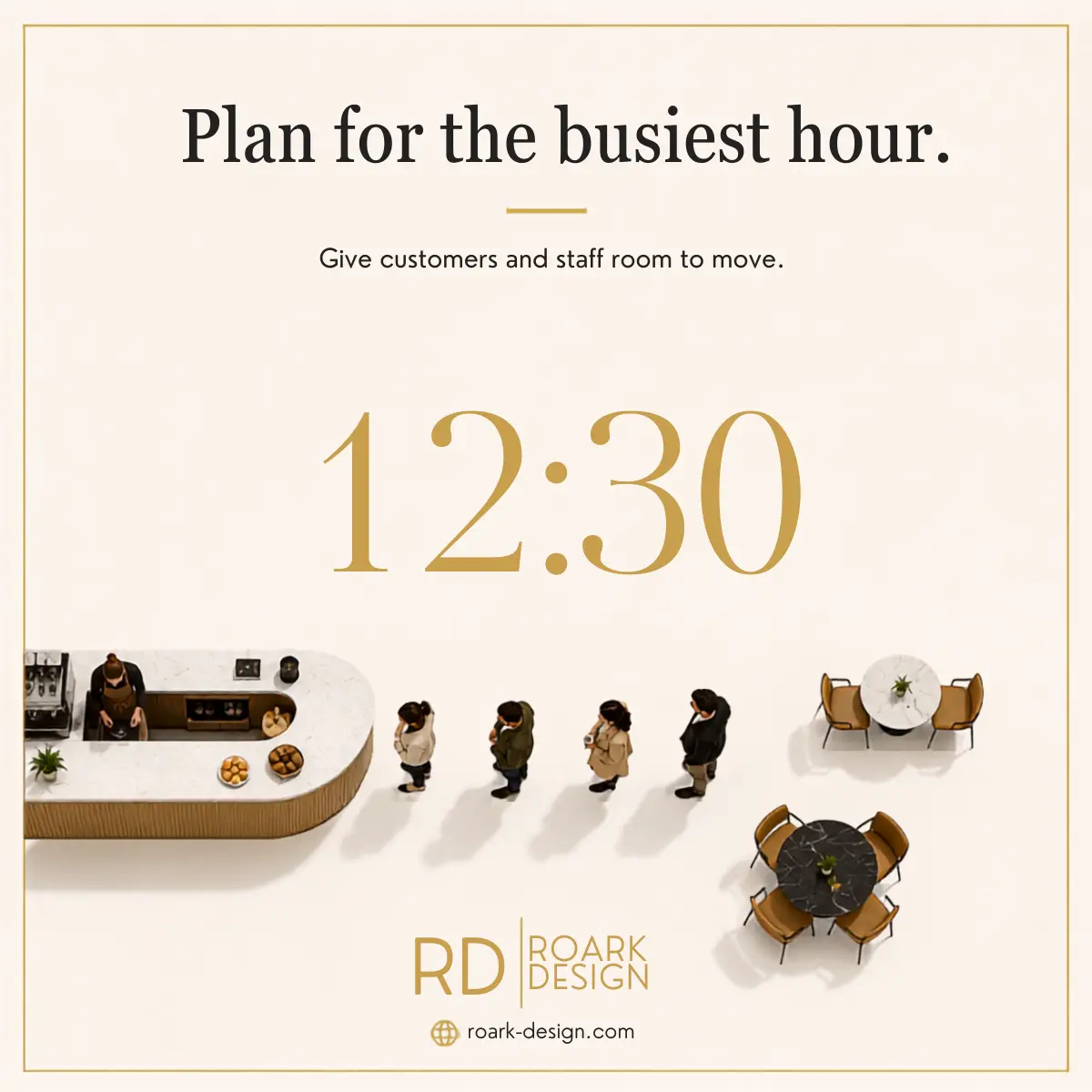 ROARK social post titled Plan for the busiest hour